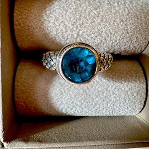 EFFY sterling silver and 18k gold Blue Topaz Ring